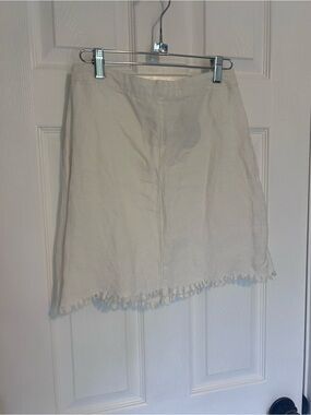 House of Three White Frayed Hem A-Line Skirt